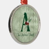 冬のフローラ図解入りの、写真付きのレターAパーソナライズされた メタルオーナメント (右)