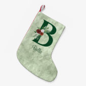 冬のフローラ図解入りの、写真付きのレターB パーソナライズされた スモールクリスマスストッキング (正面 (吊り時))