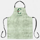 冬のフローラ図解入りの、写真付きのレターCパーソナライズされた エプロン (正面)