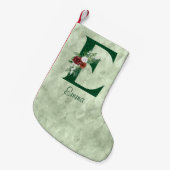 冬のフローラ図解入りの、写真付きのレターE パーソナライズされた スモールクリスマスストッキング (正面 (吊り時))