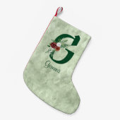 冬のフローラ図解入りの、写真付きのレターG パーソナライズされた スモールクリスマスストッキング (正面 (吊り時))