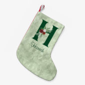 冬のフローラ図解入りの、写真付きのレターH パーソナライズされた スモールクリスマスストッキング (正面 (吊り時))