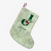 冬のフローラ図解入りの、写真付きのレターJ パーソナライズされた スモールクリスマスストッキング (正面 (吊り時))