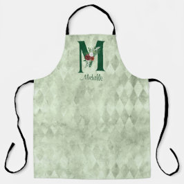冬のフローラ図解入りの、写真付きのレターM パーソナライズされた エプロン