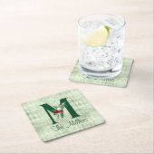 冬のフローラ図解入りの、写真付きのレターM パーソナライズされた スクエアペーパーコースター (インサイチュ)