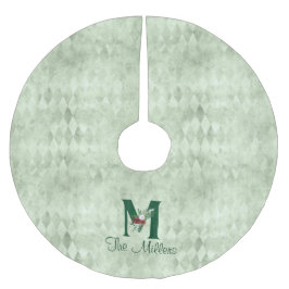 冬のフローラ図解入りの、写真付きのレターM パーソナライズされた ブラッシュドポリエステルツリースカート