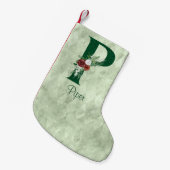 冬のフローラ図解入りの、写真付きのレターP パーソナライズされた スモールクリスマスストッキング (正面 (吊り時))