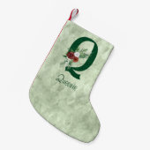 冬のフローラ図解入りの、写真付きのレターQパーソナライズされた スモールクリスマスストッキング (正面 (吊り時))