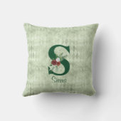 冬のフローラ図解入りの、写真付きのレターSパーソナライズされた クッション (裏面)