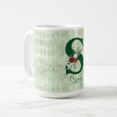 冬のフローラ図解入りの、写真付きのレターSパーソナライズされた コーヒーマグカップ (正面左)