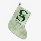 冬のフローラ図解入りの、写真付きのレターSパーソナライズされた スモールクリスマスストッキング (正面 (吊り時))