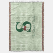 冬のフローラ図解入りの、写真付きのレターSパーソナライズされた スローブランケット (正面縦)