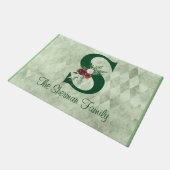 冬のフローラ図解入りの、写真付きのレターSパーソナライズされた ドアマット (アングル)