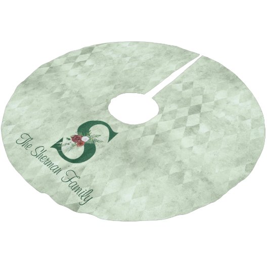 冬のフローラ図解入りの、写真付きのレターSパーソナライズされた ブラッシュドポリエステルツリースカート (アングル)