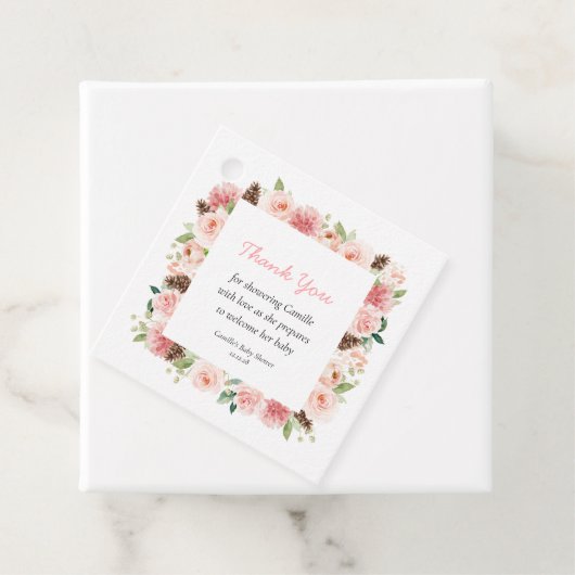 冬のフローラ女の子ベビーシャワーありがとう フェイバータグ (インサイチュ)