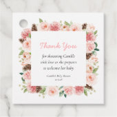 冬のフローラ女の子ベビーシャワーありがとう フェイバータグ (正面)