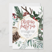 冬のフローラ幾何学クリスマスパーティの招待状 招待状 (正面)