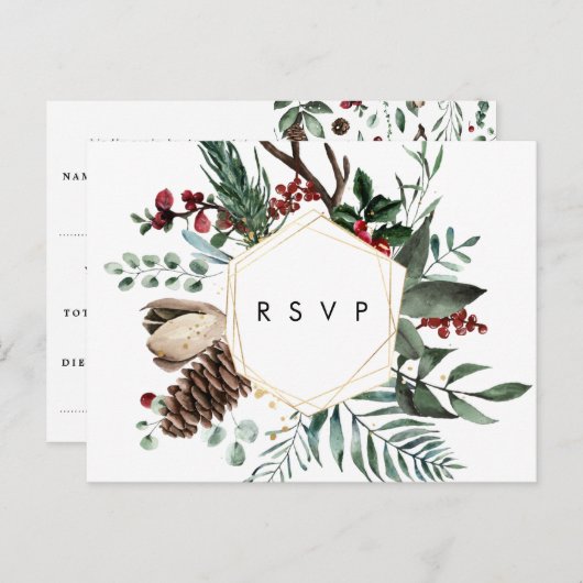 冬のフローラ幾何学的ウェディングsvpポストカード ポストカード (正面/裏面)