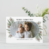 冬のフローラ松と果実のフォトカード サンキューカード (スタンド正面)