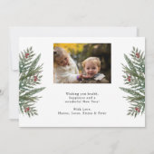 冬のフローラ松と果実のフォトカード サンキューカード (裏面)