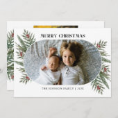 冬のフローラ松と果実のフォトカード サンキューカード (正面/裏面)