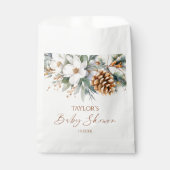 冬のフローラ松の木の赤ちゃんシャワー フェイバーバッグ (正面)