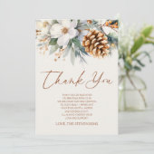 冬のフローラ松の木クリスマスベビーシャワー サンキューカード (スタンド正面)