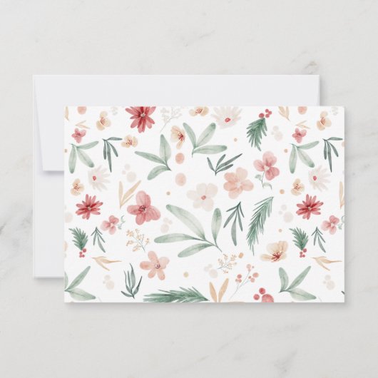 冬のフローラ水彩ウェディングRSVP QRコード 出欠カード (裏面)