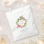 冬のフローラ水彩リース | 結婚s フェイバーバッグ (クリップ留めされた状態)