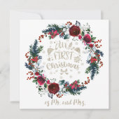 冬のフローラ私たちの最初のクリスマスはミスターとミセス。 カード (正面)