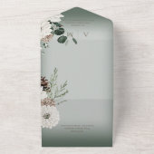 冬のフローラ素朴グリーンスパークルノーディナー オールインワン招待状 (外側)