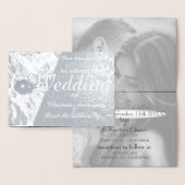 冬のフローラ結婚のホイルBlkと白い写真 箔カード (ディスプレー)