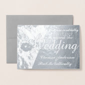 冬のフローラ結婚のホイルBlkと白い写真 箔カード (封筒付き正面)