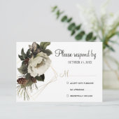 冬のフローラ結婚の金ゴールド幾何学的モダン 出欠カード (スタンド正面)