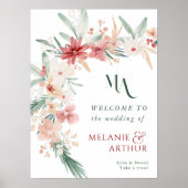 冬のフローラ結婚クリスマスの歓迎サイン ポスター (正面)