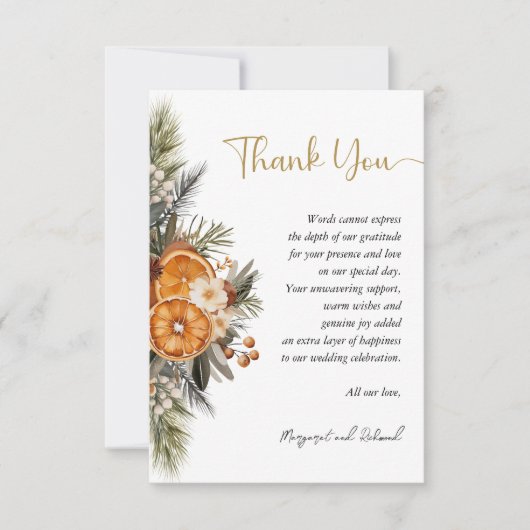 冬のフローラ結婚クリスマスサンキューカード サンキューカード (正面)