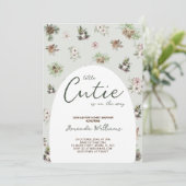 冬のフローラ緑のベビーシャワー 招待状 (スタンド正面)