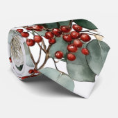 冬のフローラ赤い白結婚いバラの花婿 ネクタイ (ロール)