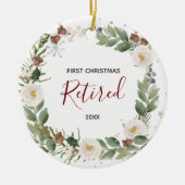冬のフローラ退職した初めてのクリスマスオーナメント セラミックオーナメント (正面)