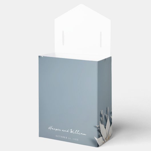 冬のフローラ青と白結婚の フェイバーボックス (オープン)