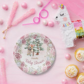 冬のフローラ鹿ガールベビーシャワー ペーパープレート (パーティー)