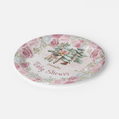 冬のフローラ鹿ガールベビーシャワー ペーパープレート (アングル)