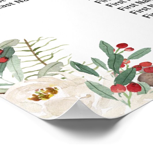 冬のフローラ10台結婚の座席表 ポスター (角)