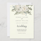 冬のフローラ |アイボリーの前面と結婚背面 招待状 (正面)