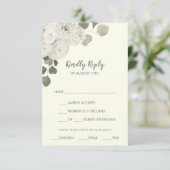 冬のフローラ|アイボリーメニュー選択ウェディングRSVPカード 出欠カード (スタンド正面)