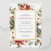 冬のフローラ |クリスマスベビーシャワー 箔招待状 (正面)