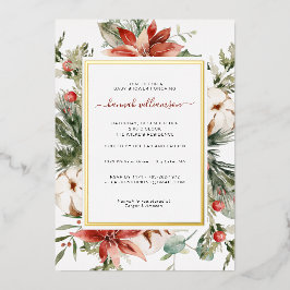 冬のフローラ |クリスマスベビーシャワー 箔招待状