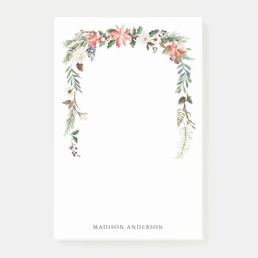 冬のフローラ |パーソナライズされた休日 ポストイット (正面)