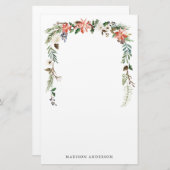 冬のフローラ |パーソナライズされた休日 便箋 (正面/裏面)