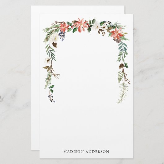 冬のフローラ |パーソナライズされた休日 便箋 (正面/裏面)